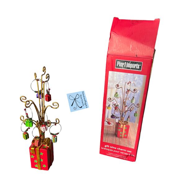 Pier 1 Imports Gift Wine Charm Set Tree Contains 11 Charms - Picture 1 of 5